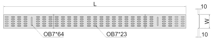 This is a picture of a 0U 200mm cable tray dimensional drawing