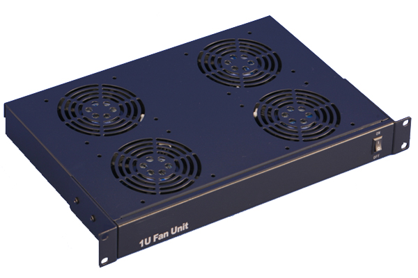 This is a picture of a 1U 4 way fan tray with a programmable thermostat control