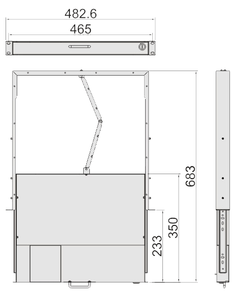 This is a picture of a 1U keyboard & mouse tray with multiple views