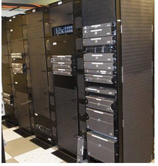 This is a picture of a row of racks with tooless blanking panels