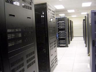 This is a picture of a computer room with server racks